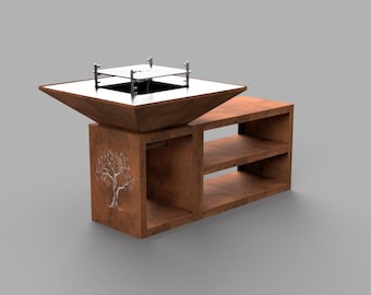 Planos de mobiliario para fogatas, archivos DXF para plasma, láser y CNC. Parrilla de leña y barbacoa.