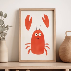 Lobster Print for Nursery. Simple ocean style nursery decor. Ideal baby shower gift