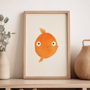 Goldfish Print for Nursery. Simple pet themed nursery decor. Ideal baby shower gift