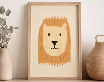 Lion Print for Nursery. Simple safari style nursery decor. Ideal Baby shower gift