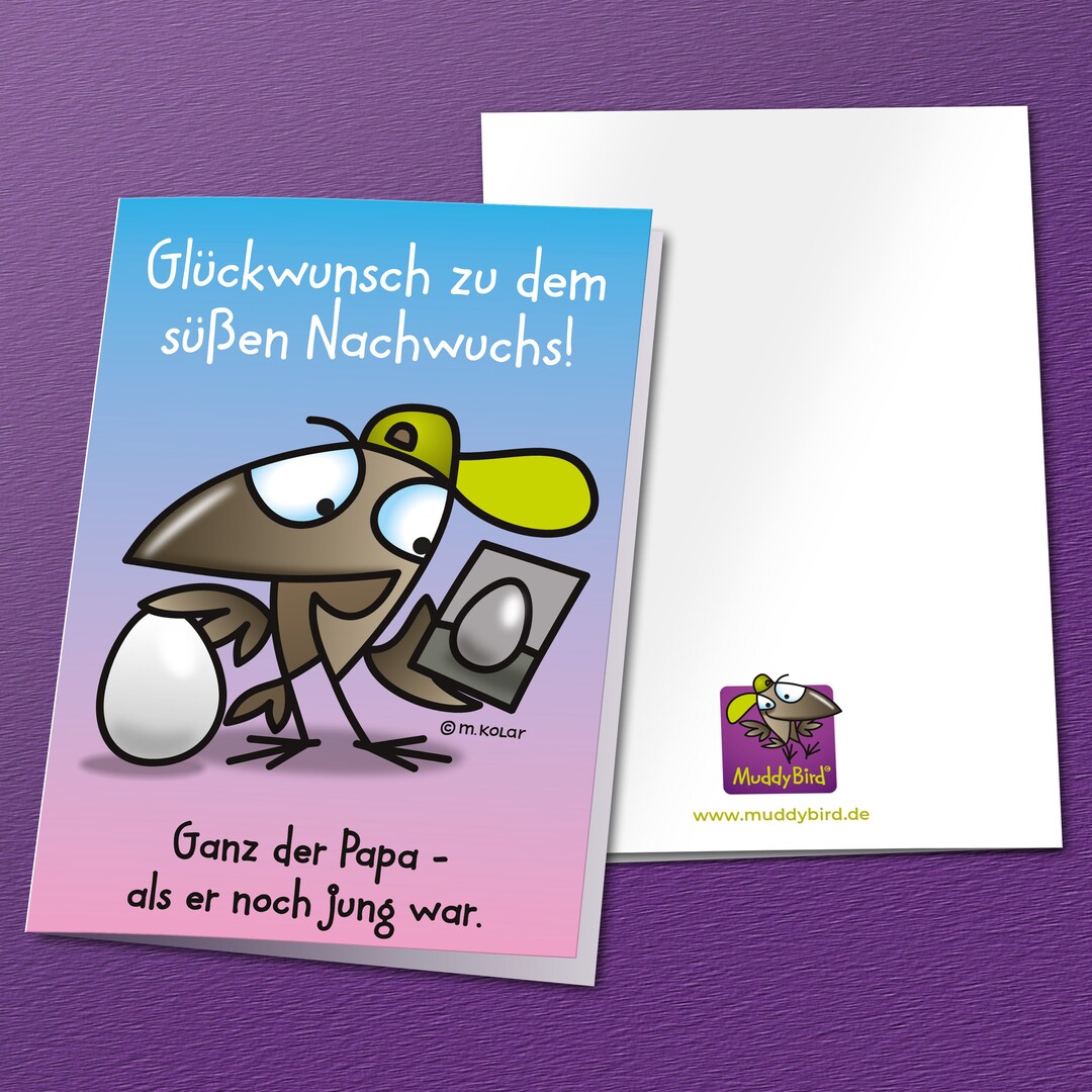 Böse und lustige Glückwunschkarte zum Nachwuchs, schräge Postkarte