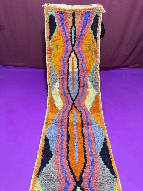 Colorful Boujad Rug;Handmade Moroccan Wool Carpet;rugs;rug