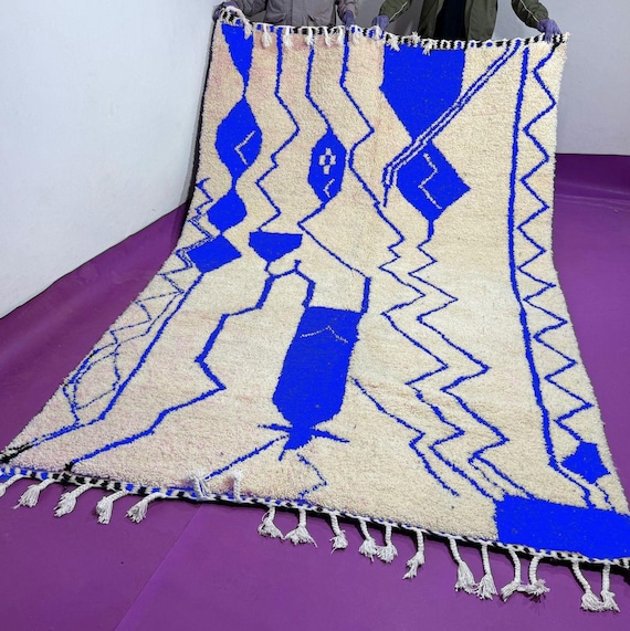 handmade; Steel Blue Beni Ourain Rug;Handwoven Moroccan Berber Rug; rug