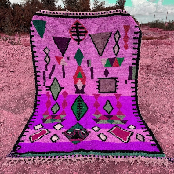 Handwoven Moroccan Wool Rug; Handmade colorful Moroccan Wool Rug