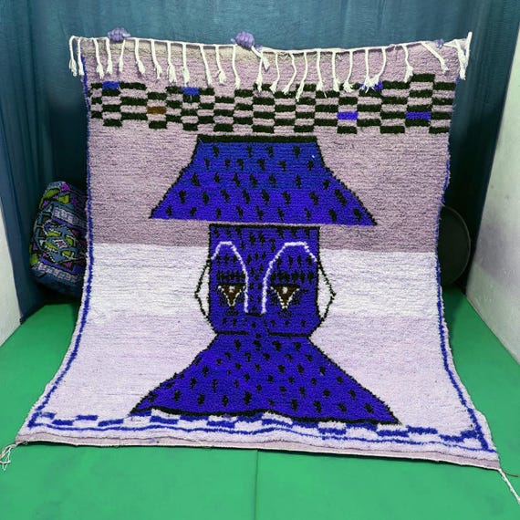 Moroccan rug blue;Berber rug;Custom moroccan rug;Beni ourain rug;Handmade rug;Plain wool rug;Solid blue rug;Custom made rugs;rugs