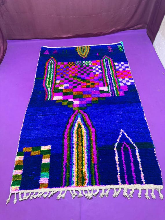 Moroccan rug blue;Berber rug;Custom moroccan rug;Beni ourain rug;Handmade rug;Plain wool rug;Solid blue rug;Custom made rugs;Rug