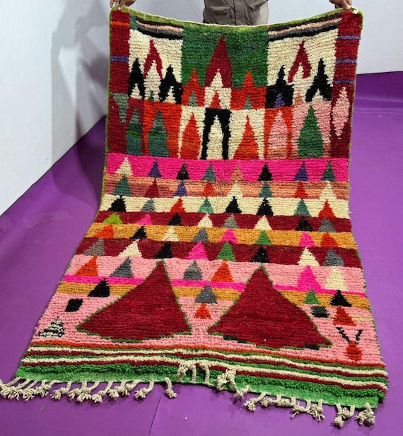 Gorgeous Custom Rugs For Living Room;Boujaad Moroccan Rug;Soft Area Rug, Morrocan Rug Bohemian;Wool Pink Shaggy Rug;Rug