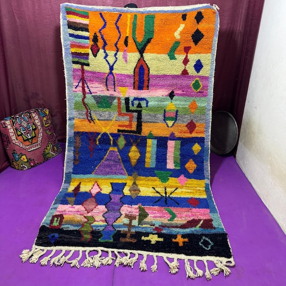 Custom Moroccan colorful rug. Authentic Moroccan rug, Berber carpet.Genuine wool rug. Handmade rug Amazing multi-colored rug.Custom-made rug.