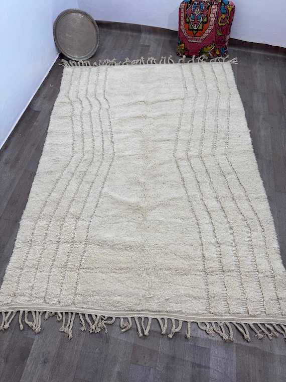 Handwoven Beni Mrirt Rug;Moroccan Diamond Shag Rug