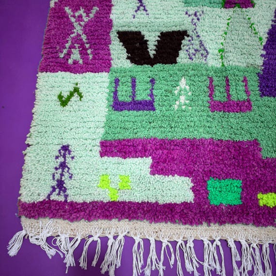 Handmade Moroccan Boujaad Rug ;Custom Wool Berber Carpet ;Colorful Abstract Tribal Design ;Atlas Area Rug ;Boho Decor ;Choose Size; Rug