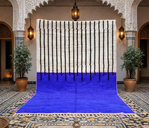 Handmade Blue Moroccan Rug: Berber Wool Area Rug. inuque