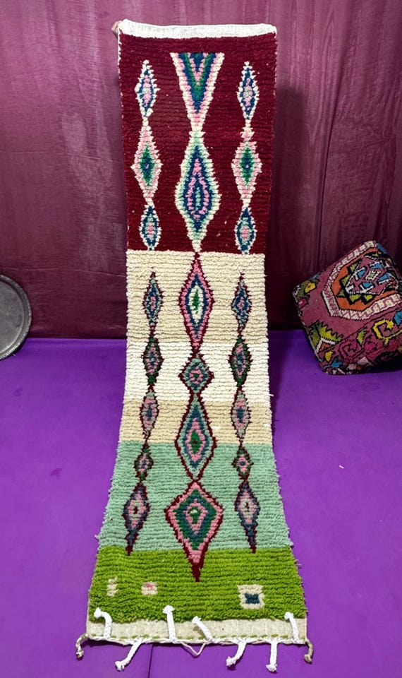 Handmade Wool Berber Rug;Colorful Moroccan Design