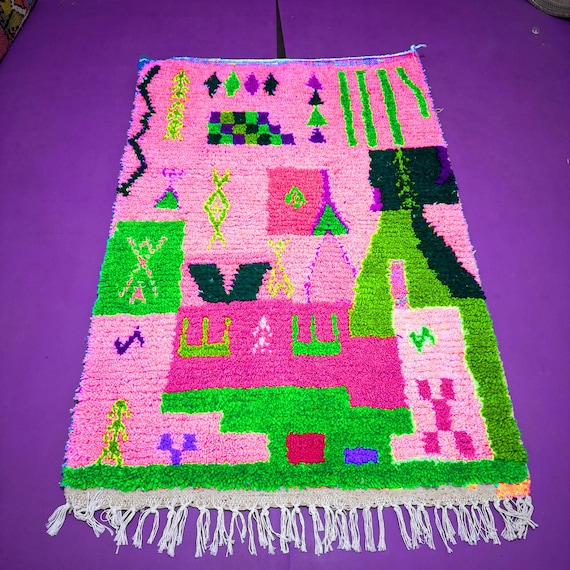 Custom Beni Ourain Rug;Pink Berber Moroccan Wool Rug;Pink Moroccan Wool Rug: Berber Beni Ourain Carpet