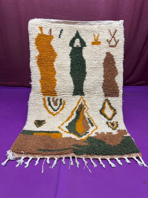 Handmade Moroccan Wool Rug ;Kitchen Runner Rug,Gorgeous Beni Ourain Rug,Custom Moroccan Rug,Tribal berber RugAbstract; Wall Art boujaad rug