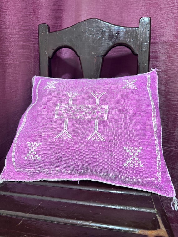 Handmade Moroccan Cactus Silk Pillow Cover: Weather-Resistant 20x20; SABRA