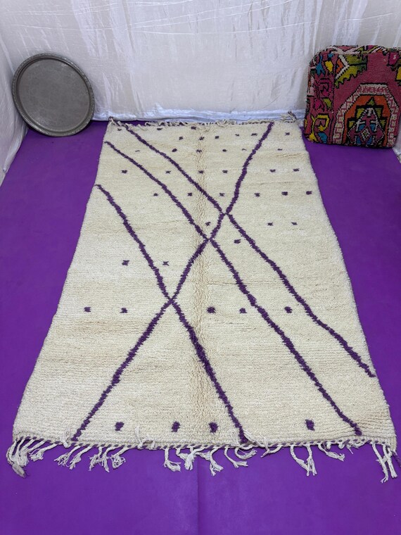 Hand Knotted Beni Ourain Rug;Moroccan Lambs Wool Berber Rug