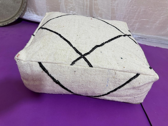Handmade Moroccan Floor Pouf – Minimalist Berber Design