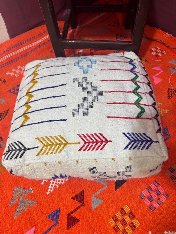 Set of Pouf;Moroccan Kilim Pouf Floor Pouf Vintage Ottoman Square Pouf;Yoga Meditation Cushion;Outdoor colorful Kilim Pillows (UNSTUFFED)