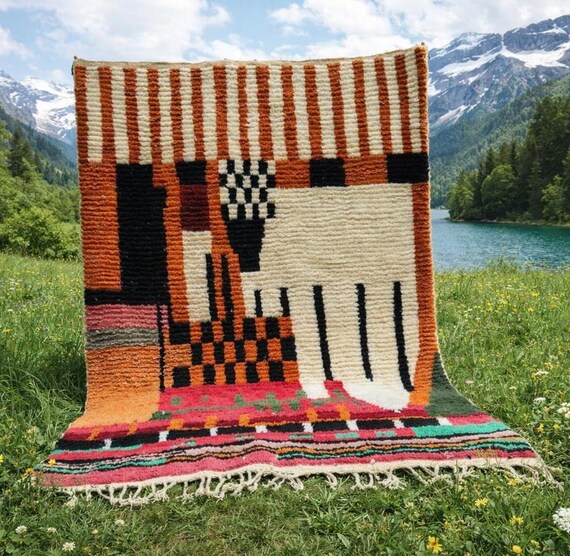 Amizing Colorful moroccan rug;Custom Area Rug ;Handmade Rug ;Custom Moroccan Rug ;Berber Rug ; Home Decor Rug-Multicolored Carpet