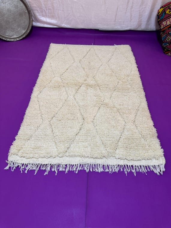 White Moroccan rug ;Rugs for Living room ;Custom handmade rug ;Wool Berber rug ;Beni ourain rug ;Moroccan rug 10x14 ;rugs;Customs Rug