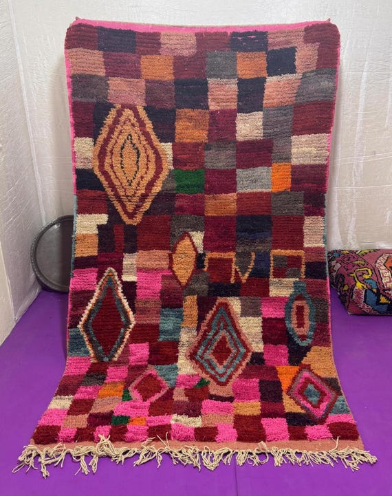 Handmade Wool Berber Rug;Colorful Moroccan Design