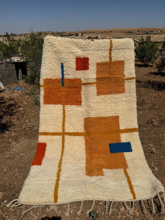 Handmade Moroccan Rug with Modern Geometric Pattern
