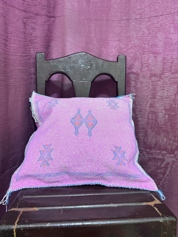 Handmade Moroccan Cactus Silk Pillow Cover: Weather-Resistant 20x20; SABRA