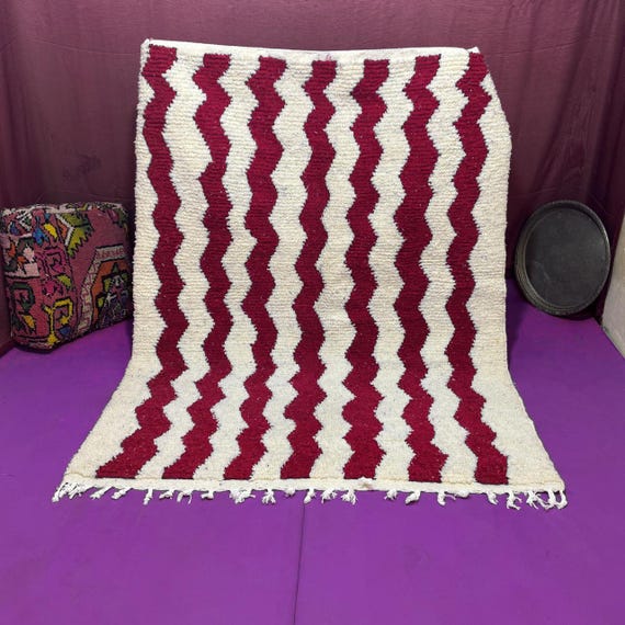 Hand Knotted Wool Berber Rug;Authentic Moroccan Colorful Carpet;rugs;beni ourain rug