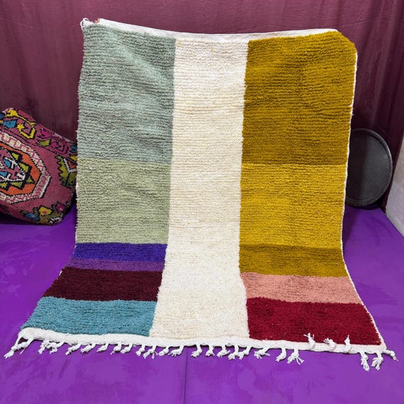 Multicolored Rug For Living Room ;Custom Fabulous Boujaad Rug ;Beni Ourain Handmade Rug ;Moroccan Berber Traditional Carpet
