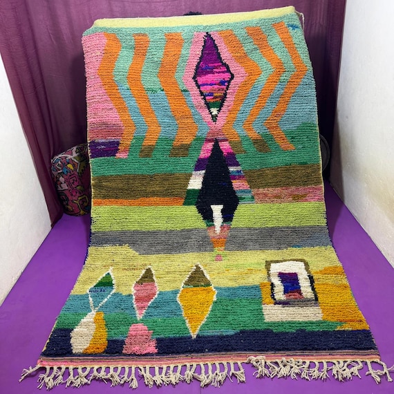 Handmade Moroccan Wool Rug;Beni Ourain Berber Style