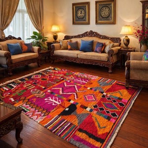 Amazing Moroccan Pink Rug ;Custom Bohemian Rugs ;Wool Rug Green ; Quality Handmade Morrocan Rug ;Personalize Gifts For Home Decor ; Rug
