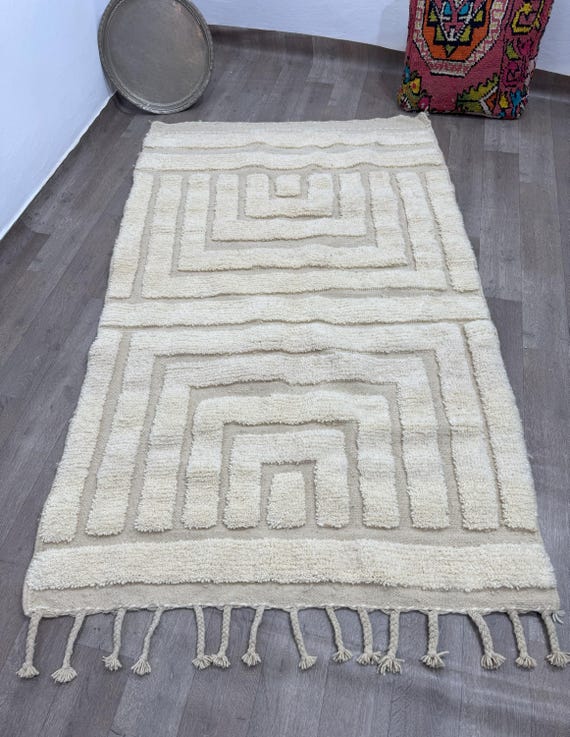Handmade Moroccan Rug with Modern Geometric Pattern