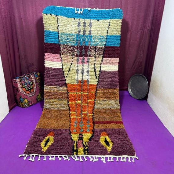 Beni Ourain Rug;Moroccan Abstract Wool Carpet;Cozy Handmade Bohemian Berber Area Rug; Custom Living Room or Bedroom Rug