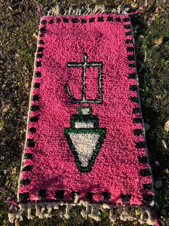 Handmade Wool Berber Rug: Colorful Geometric Moroccan Carpet (6.5x9.5 ft). Rug