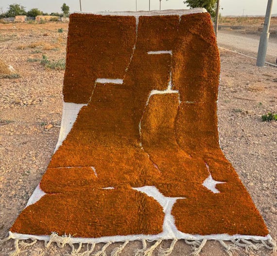 Orange Striped Moroccan rug , Rugs for Living room , Custom handmade rug ,Wool Berber rug ,Orange Beni ourain rug , Moroccan rug.RUG ORANGE