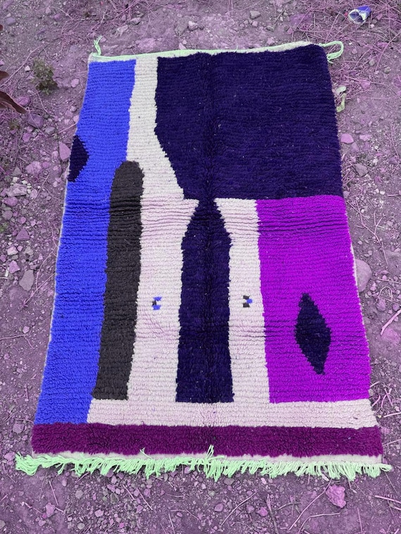Custom Wool Berber Carpet, Colorful Abstract Tribal Design, Atlas Area Rug, Beni ourain rug, Handmade Boujad Wool Rug