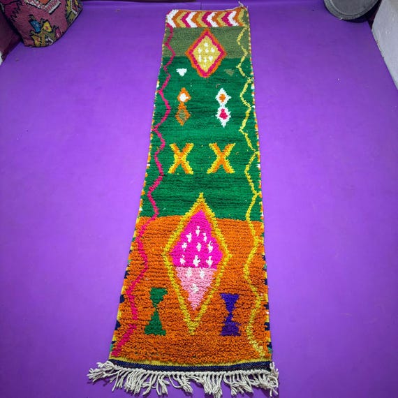 Gorgeous Beni Ourain Rug;Moroccan Pink Rug;berber Colorful Runner Rug;Wool Shaggy Rug;Berber Carpet;Traditional Moroccan Carpet