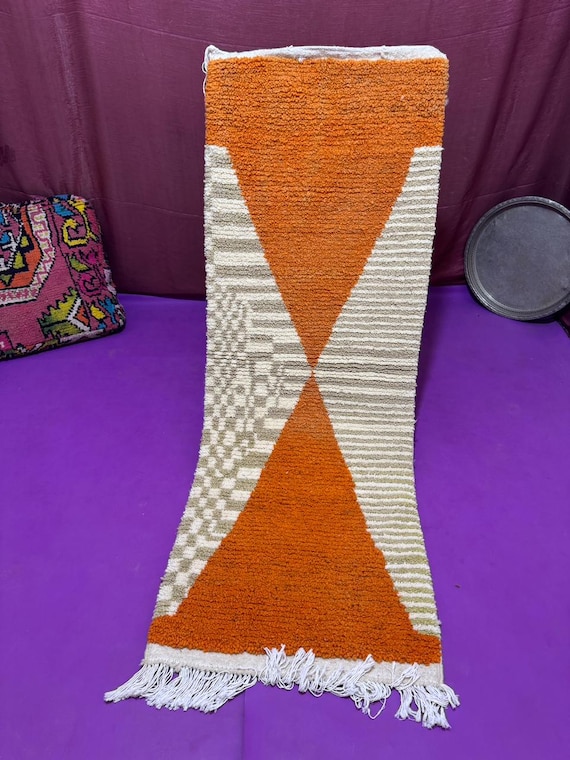 GORGEOUS BENIOURAIN CARPET;Moroccan Handmade Rug, Blue Rug;Living Room Rug;Handmade Wool Carpet;