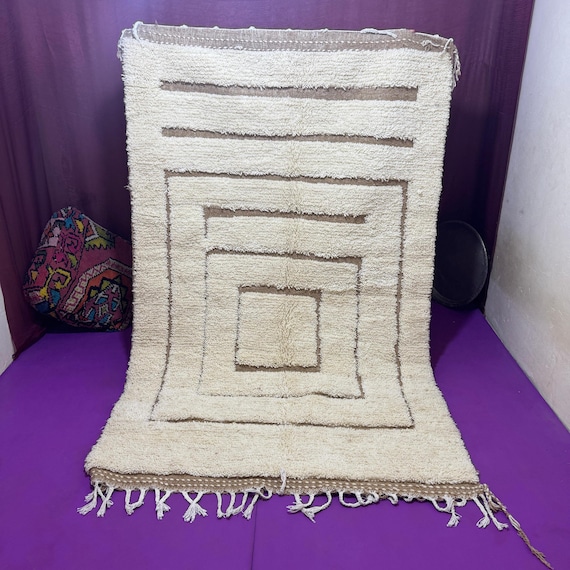 Handmade Boujad wool rug; colorful Moroccan Berber carpet