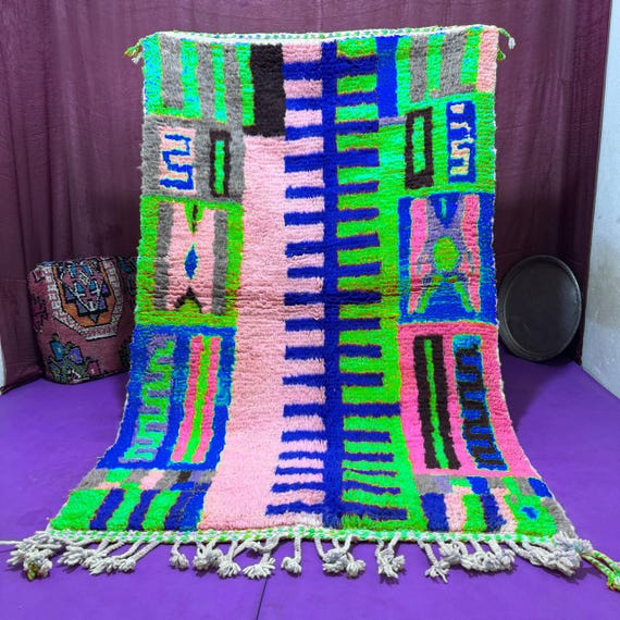 Handwoven Boujaad Rug, Authentic Moroccan Berber Wool, 3x5. Rugs