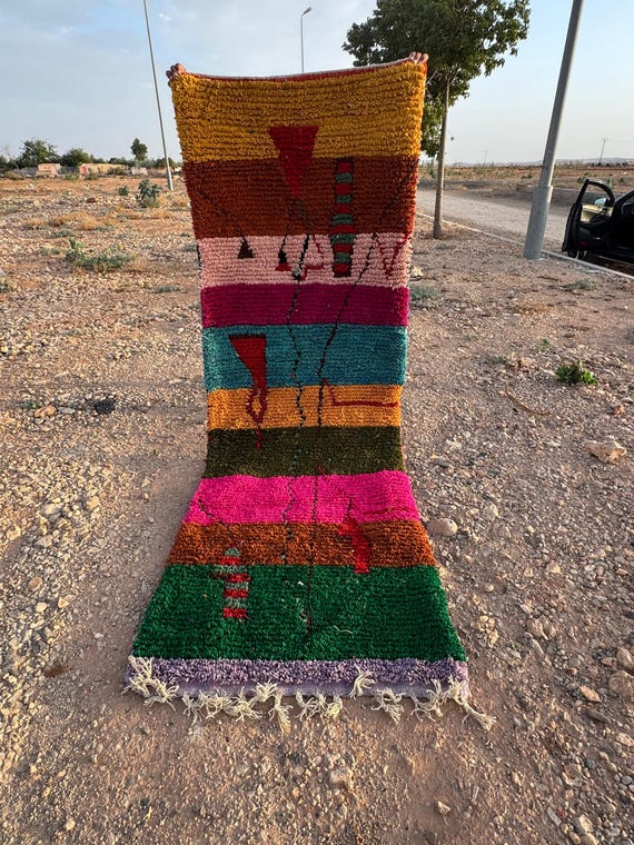 Handmade Multicolored Boujaad Rug;Traditional Moroccan Berber Carpet