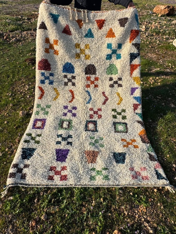 Large Moroccan Rug , Beni Ourain Colorful Rug , Checkered Rug , Custom Beni Ourain rug , Style Moroccan Rug , Custom rug;rug