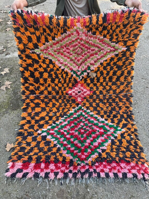 moroccan rug colorful .Vintage style area rug.  rug .Unique boho morrocan carpet . vintage