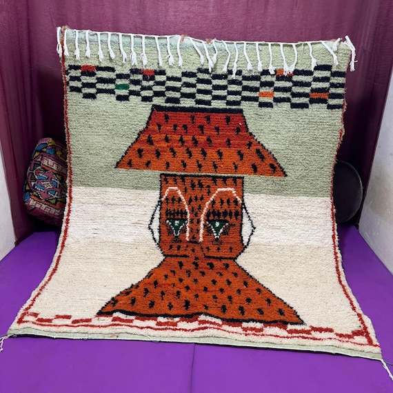 Handmade multicolored Boujaad rug; traditional Moroccan Berber carpet