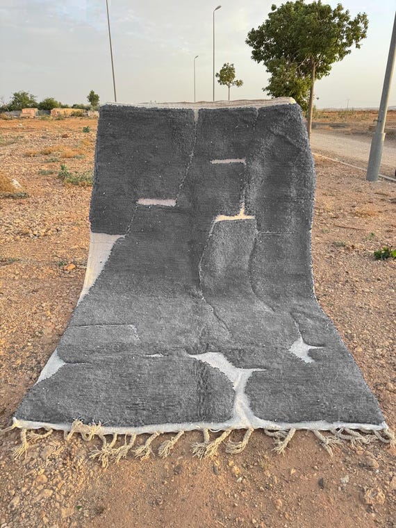 Handmade Wool Moroccan Rug: Colorful Abstract Boujad Design.