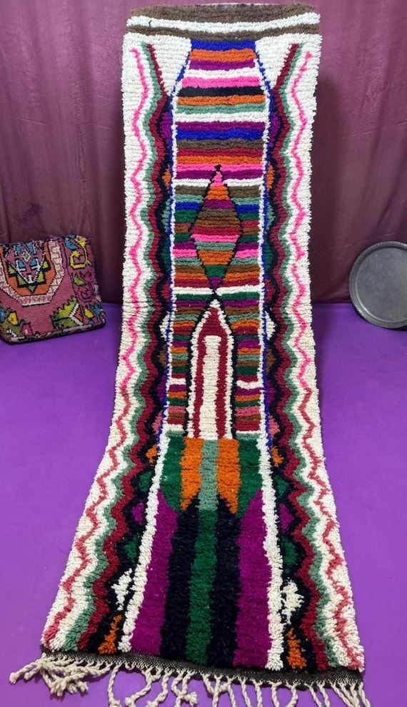 Handmade Moroccan Wool Rug;Kitchen Runner Rug;Gorgeous Beni Ourain Rug;Custom Moroccan Rug;Tribal berber RugAbstract Wall Art boujaad rug