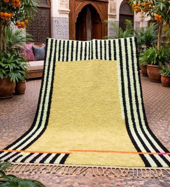 Handmade Wool Berber Rug: Colorful Moroccan Design; unique; hand made;rugs