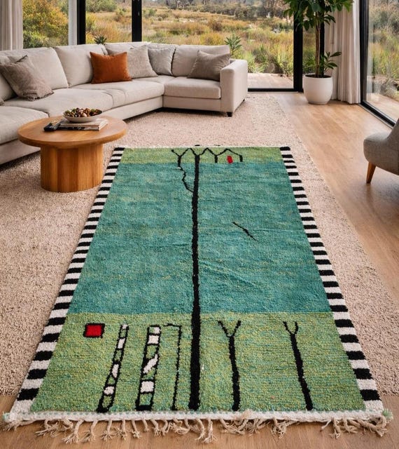 Moroccan Rug, Beni Ourain Colorful Rug, Wool Rug, Checkered Rug, Handmade Rug, Custom Beni Ourain rug, Style Moroccan Rug, Custom rug. rugs
