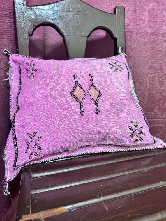 Handmade Moroccan Cactus Silk Pillow Cover: Weather-Resistant 20x20; SABRA