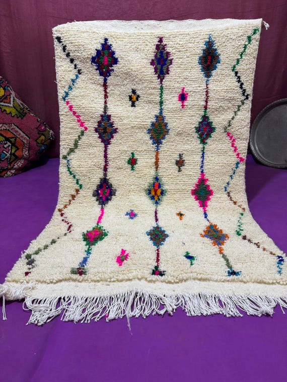 Handmade Boujaad Wool Rug;Authentic Moroccan Berber Carpet;rugs